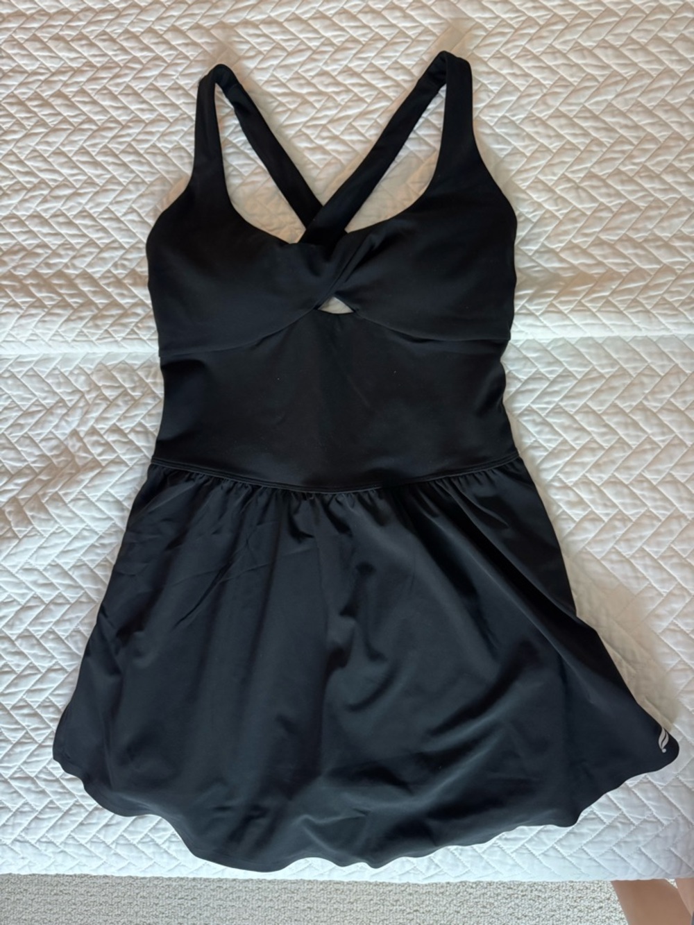 Fabletics Black Twist Front Skater Dress